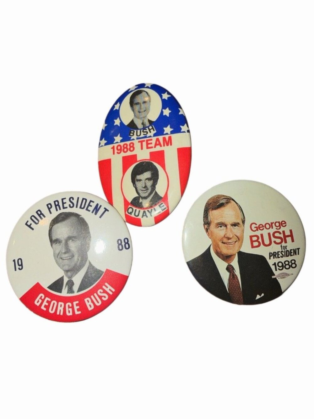 Lot of 3 Political Presidential Bush Pinback Buttons